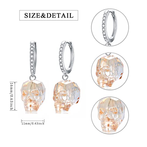 Seiyang Skull Earrings Sterling Silver Skull Rose/Hand/Crown/Cyberpunk/Samurai Drop Earrings for Women Men (with Gift Box)2