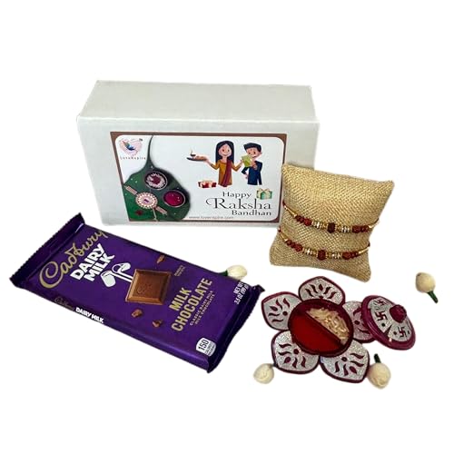LoveNspire Rudraksha Rakhi with Haldi Kumkum Holder