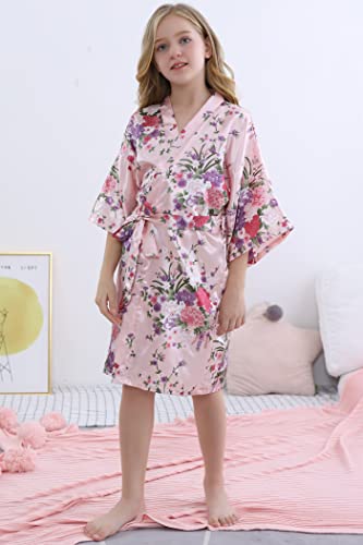 Sealinf Kids Girl's Floral Robe For Birthday Spa Parties Wedding Getting Ready Sleeping Gown (Pink, Tag 8) #TOP1
