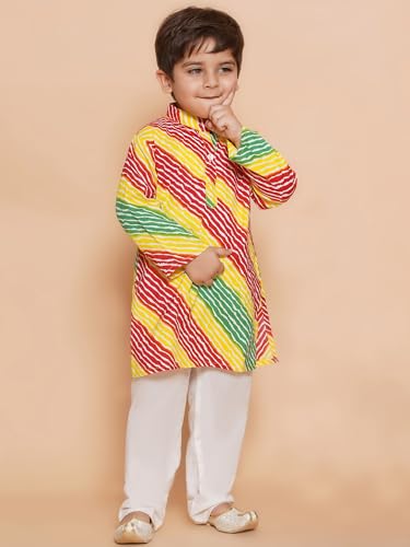 Image of AJ DEZINES Kids Ethnic Wear Cotton Printed Kurta Pyjama Set For Boys