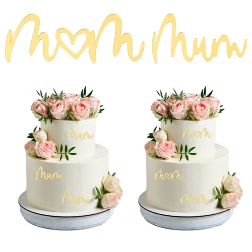URROMA Golden Mom Mother's Day acrícake Topper, 20 Pcs Happy Mother's Day Cupcake Topper Mom Font Cake decoración para Fiesta panadería DIY Craft