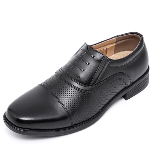 Fashion Breathable Pointed Toe Oxford Shoes Classic Round-Toe Low Top Block High Heel Shoes Slip-On Oxford Dress Loafers Modern Wedding Office Work Tuxedo Shoes