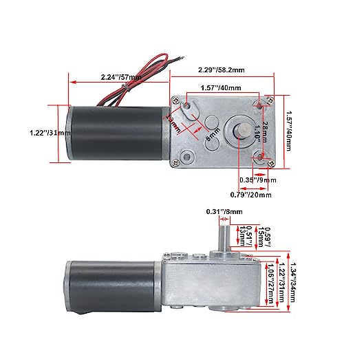 BRINGSMART 12V 160rpm DC Worm Gear Motor 10kg.cm Self-Locking Engine Reversed Mini Turbine Geared Motor for DIY Robot Rotating Table Door Lock Curtain Machine (12V 160rpm) by BRINGSMART - Image 2