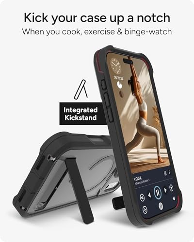 Image of ZAGG Rainier Case with Kickstand for iPhone 17 Pro Max - Smoke Black, Graphene 22ft (7m) Drop Protection, Lanyard Attach Points, MagSafe, Wireless Charging Compatible, 2-Piece Design, Phone Case