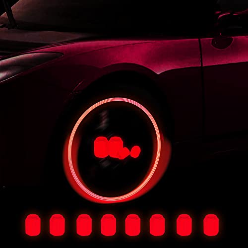 Lot de 8 bouchons de valve universels fluorescents pour pneus de voiture, voiture, moto, vélo (rouge) Cover