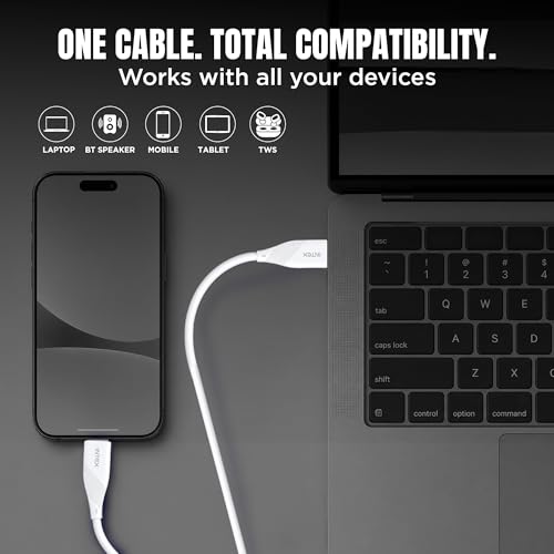 Image of Intex Speed Pro 2.4A USB To Lightning Fast Charging Cable, Data Sync, 480Mbps, Compatible For iPhone 14,13, 12,11, 8, 7, 6, 5, Ipad, Macbook, Imac, Airpods and Other Devices - White