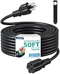 DEWENWILS 50FT 16/3 Cord d'extension, Cord extérieur d'allonge avec sangle de rangement, 3 Plonger SJTW Câble d'alimentation souple résistant aux intempéries, 125V/13A/1625W, Noir, ETL Inscrit