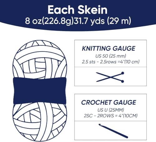 Image of 8 Packs Jumbo Chunky Chenille Yarn - 2040g(72oz) 245 Yards (224m) Bulky Yarn - Chunky Yarn for Hand Knitting Blanket,Cushions, Pet Bed - Soft and Durable(Vintage Blue)