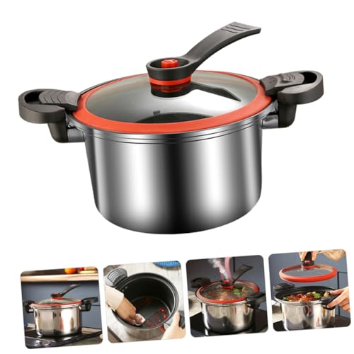 PRETYZOOM Pentola Pressione Micro Pressure Cooker Antiaderente Con Doppio Manico Ergonomico Adatta Induzione Per Zuppe e Stufati Veloci Riscaldamento Uniforme e Tenuta Ottimale - immagine 6