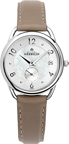 Montre femme Michel Herbelin Equinoxe avec bracelet en cuir gris