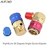 Aupoko R12 to R134A Conversion Quick Connect Coupler Kit, High/Low Side 90 Degree Angle Quick Coupler Manifold Gauge Set with R134A 1/2" Female x 1/4" SAE Male Tank Adapter #5