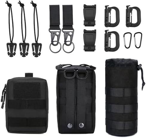 Paquete de 3 bolsas Molle tácticas para la cintura con 12 accesor...