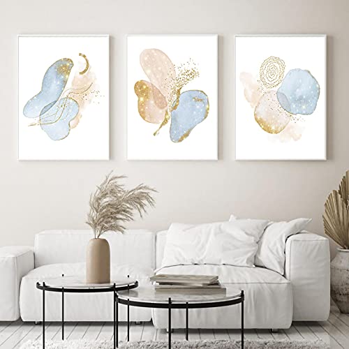 Blush Bleu Beige Aquarelle Art Mural Toile Premium pour Ambiance Galerie d'Art