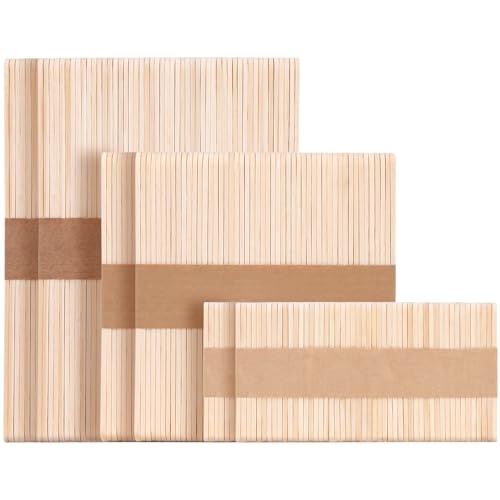 WISYOK Popsicle Sticks for Crafts Bulk 300Pcs, 3 Mixed Sizes