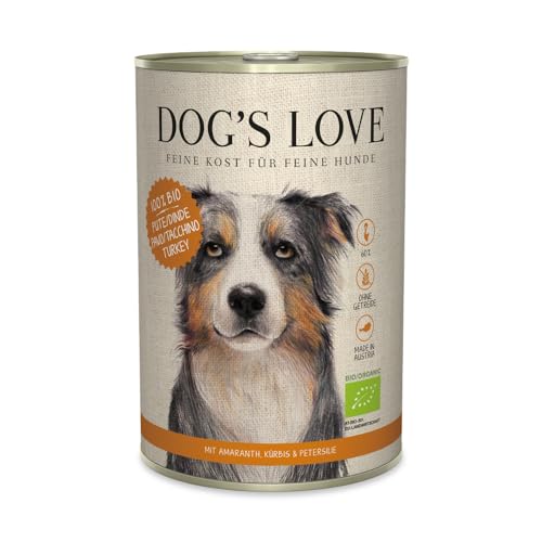 Dog's Love Hundefutter Nassfutter Bio Pute mit Amaranth, Kürbis & Petersilie (1 x 400g)