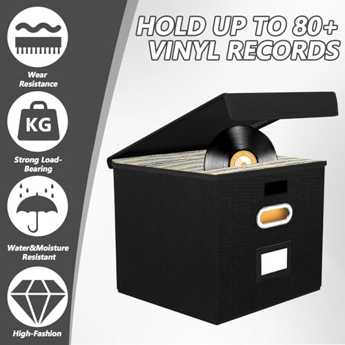Rangement vinyle pliable pour salon : optimisez votre espace avec ce lot de 2 boîtes à poignées