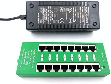PoE Texas AT-8-56v120w | Gigabit 8 Port Active 802.3at Power Over Ethernet Injector | with 56 Volt 120 Watt Power Supply