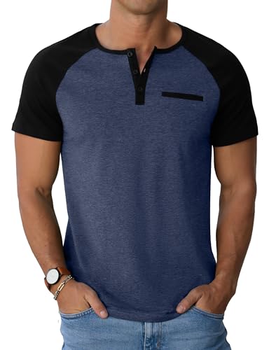 Image of Sailwind Men's Cotton Henley Short Sleeve Casual T-Shirts with Pocket