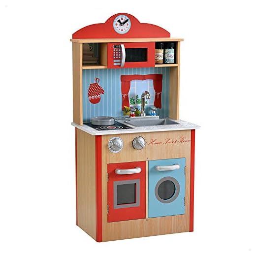 Teamson - Niños, Cocina Juguete Madera, Set Infantil, Cocina para niños 3 años, Accesorios Utensilios Cocina, Juguete Luz y Sonidos, Juego de imitación (85382)