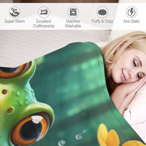 Couverture polaire grenouille en flannel polyester chaud 150x200cm - 4