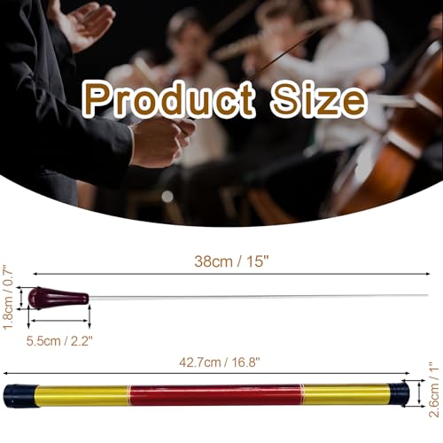 image for Marvexi 1Pcs 15Inch Red Orchestra Conductor Baton with Imitation Agate
