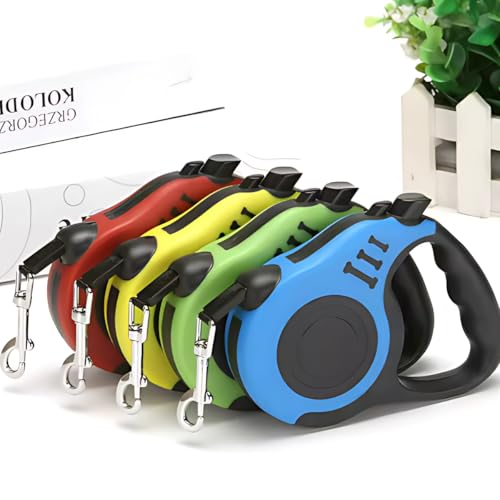 Guia Retrátil Extensível 5 Metros 15kg Premium para Cachorros Botão de Trava Alça Ergonômica Resiste