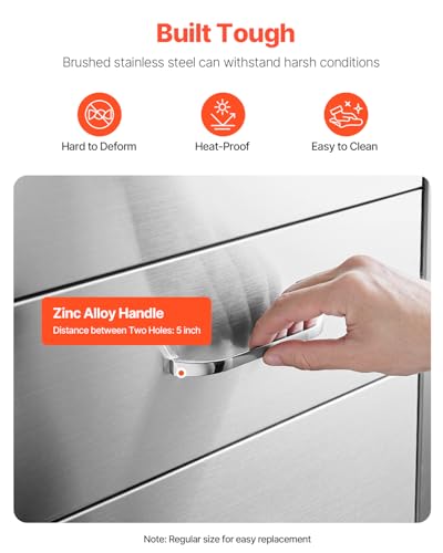 Image of VEVOR Outdoor Kitchen Drawers, 16.5 inch W x 29 inch H x 20.5 inch D Triple Access Drawers, Stainless Steel Flush Mount Cabinets, BBQ Island Storage with Paper Towel Holder & Handle, for Patio Grill Station