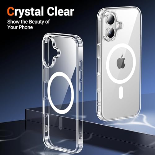 Image of ShieldTech Back Cover Case + Tempered Glass for Apple iPhone 16 Plus | Mag-Safe Compatible | Transparent Mobile Phone Back Cover Case for i Phone 16 Plus | i Phone 16Plus TPU Transparent Case Cover