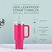 FLASC 40 oz Tumbler With Handle | 100% Leakproof Insulated Tumbler With Lid and Straw | Includes ALL Accessories: Stainless Steel Straw, Silicon Boot, Straw Cover & Cleaner (Hot Pink)