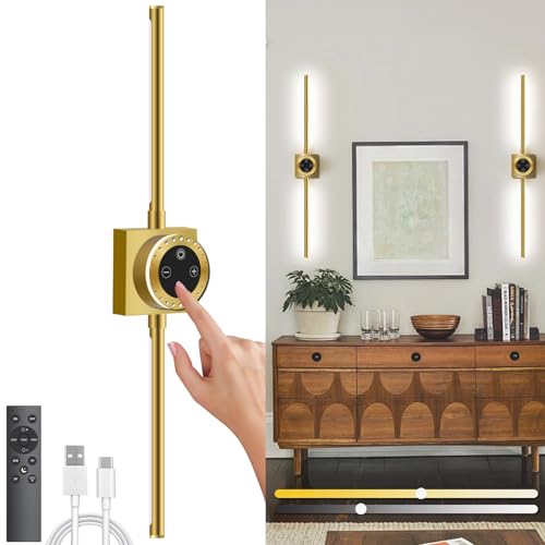 ANKBOY Akku Wandlampe Innen Dimmbar 78.5CM LED Wandleuchte Kabellos Abnehmbare Batterie 6000mAh Einstellbare Helligkeit und Farbtemperatur USB Aufladbare Wandbeleuchtung für Schlafzimmer