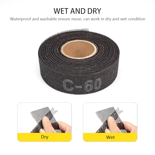 Image of SCOTTCHEN Sanding Rolls /Plumbing Sanding Cloth 1-1 /2 inch x 11yd (33 ft) / Plumber's Double Side Open Mesh /Silicon Carbide Grit #60-1Roll