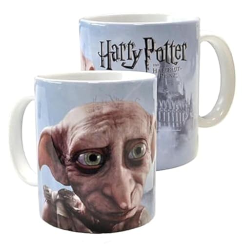 Elbenwald Harry Potter Tasse mit Hauself Dobby Rundumdruck im Comic Design 320 ml Keramik weiß