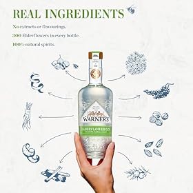 Warner’s Elderflower Flavoured Gin 70cl, Premium Fruit Gin, Great for Gin Gifts, Natural Gin Made With Real Elderflower, Ideal For Gin Based Cocktails Including Gin & Tonic, Tom Collins, or a Martini