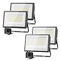 Olafus 2 Pack 60W & 100W LED Flood Light Outdoor, 9000lm LED Work Light with Plug, IP66 Waterproof Exterior Security Lights, 6500K Daylight White Outside Floodlights for Yard Stadium