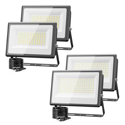 Olafus 2 Pack 60W & 100W LED Flood Light Outdoor, 9000lm LED Work Light with Plug, IP66 Waterproof Exterior Security Lights, 6500K Daylight White Outside Floodlights for Yard Stadium