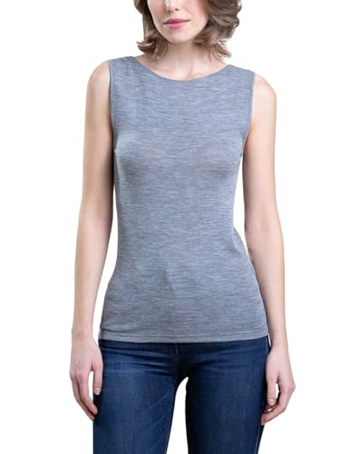 EGI ® Luxury Merino Wool Silk (85% Wool 15% Silk) Tank Top. Proudly Made in Italy. (US, Alpha, Large, X-Large, Regular, Regular, Grigio)
