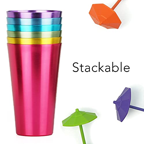 Aluminum Water Tumblers, Set Of 6, Different Color, For Children And Adults, Travelling Tumblers, Party Tumblers, Stackable, 16Oz (Large) #TOP1