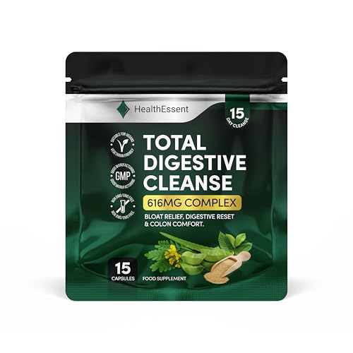HealthEssent Total Digestive Cleanse Fibre & Botanical Blend for Digestive Support Gut Balance & Daily Comfort - 15 Day Programme - 15 Vegan Capsules