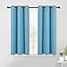 NICETOWN Thermal Insulated Curtains Blackout Draperies, Window Treatment Solid Grommet Room Darkening Drape Panels for Bedroom (Teal Blue=Light Blue, Set of 2 Panels,42 by 45 Inch Long)