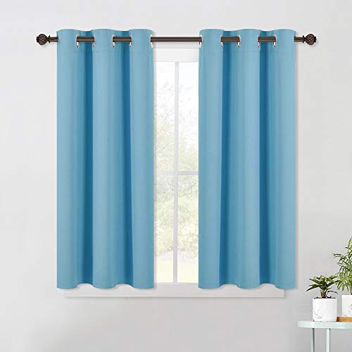 NICETOWN Thermal Insulated Curtains Blackout Draperies, Window Treatment Solid Grommet Room Darkening Drape Panels for Bedroom (Teal Blue, Set of 2 Pa
