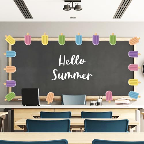 Lucleag 60 peças de recortes de sorvete para decoração de sala de aula, recortes de picolé de papel