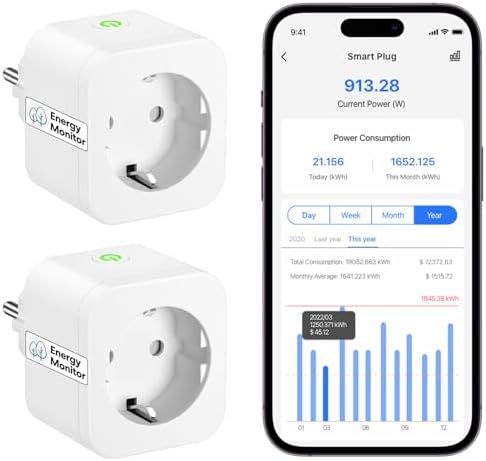 Meross 16A Enchufe Inteligente con Mide el Consumo, Bluetooth, Alexa con Control Remoto y Voz, Temporizador, WiFi, Compatible con Alexa, Google Home y...