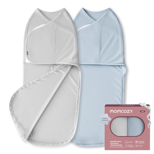 Image of Momcozy Swaddles for Newborns, Quiet Fastener Swaddle Suitable for Infant 0-3 Months, New-Parent-Friendly Sleep Sack, Reduce Startle Reflex, Newborn Boys Girls Registry Essentials, 2-Pack, Drift