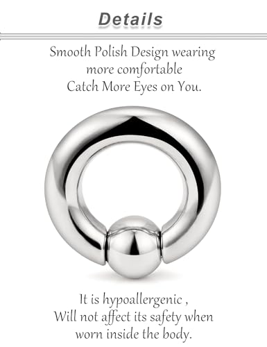 Ocptiy 8G 6G 4G 2G Titaniumm Septum Rings Medical Implant Grade Gauges Tunnels Earrings Stretching kit Hypoallergenic Septum Nose Ring Ear Lobe Hoop Earring Piercing Jewelry Women Men 12mm 14mm 16mm4