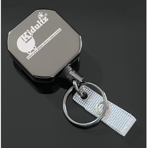 Image of Kidultz(Pack of 1) Heavy Duty Metal Zinc Alloy I'd Card Retractable Black Stylish Badge yoyo Reel, Key Chain Holder Belt Clip Pull Cord with 27.5 inch Steel Cable (Black)