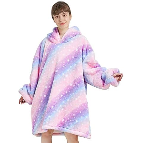 Oversized Hoodie Blanket, Wearable Sherpa Blanket Winter Warm Cosy TV Blanket with Cute Animal Hood Sweatshirt for Girls Women Adult Teens Cover