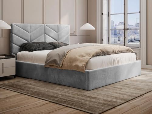 Vente-unique-Canapé abatible 160 x 200 cm - Tela Texturizada - Gris - JUSTANI