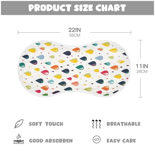 Colorful Flat Raindrops Cotton Large Burp Cloths for Baby Soft Touch Burp rag for Unisex boy and Girl Set of 2, 22x11in4