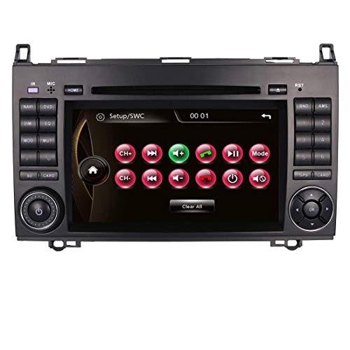 Autoradio Coche 7 Pulgadas 2 DIN Radio para Mercedes Benz Clase A W169 Clase B W245 Sprinter W906 Vito con GPS CD Reproductor de DVD Pantalla Táctil Bluetooth Video USB SD EU Map+Cámara de Reversa