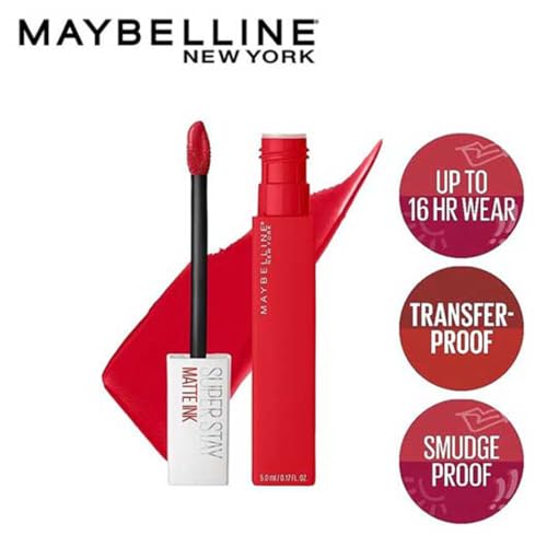 Image of Maybelline New York SuperStay Matte Ink Liquid Lipstick - Ambitious, Highly pigmented, Transfer Proof & Fade Proof. Maybelline New York SuperStay Matte Ink Liquid Lipstick Lasts Up To 16 Hour | 5ml
